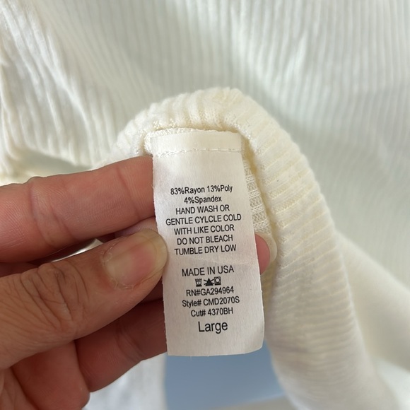 Pinkblush Off White Cream Ribbed Off-Shoulder Long Sleeve Maternity Mini Dress - Picture 9 of 10